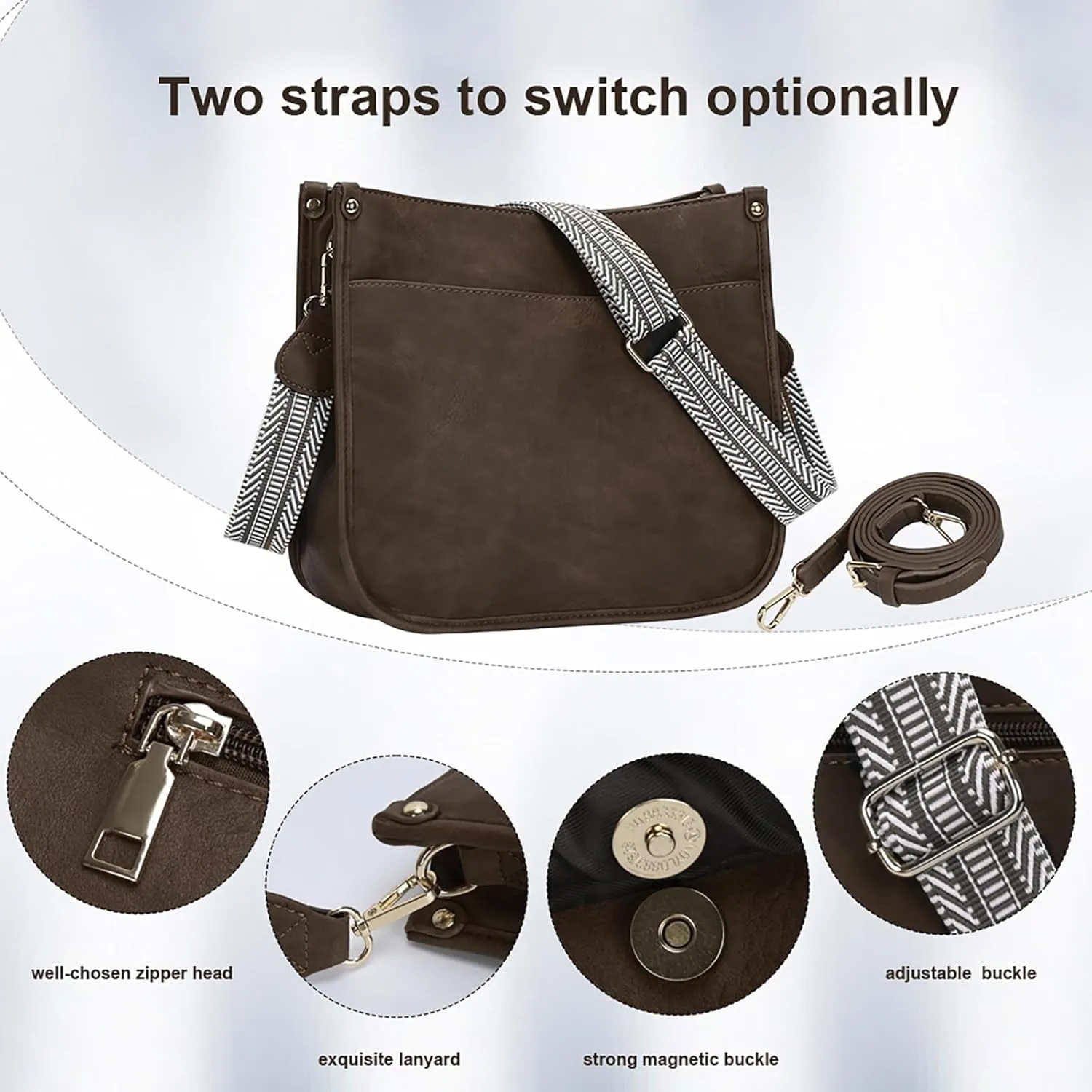 Cottoncode Crossbody Bags for Women, Trendy 2PCS Hobo Handbags Set, Vegan Leather Handbag Purse Set with 2 Adjustable Straps