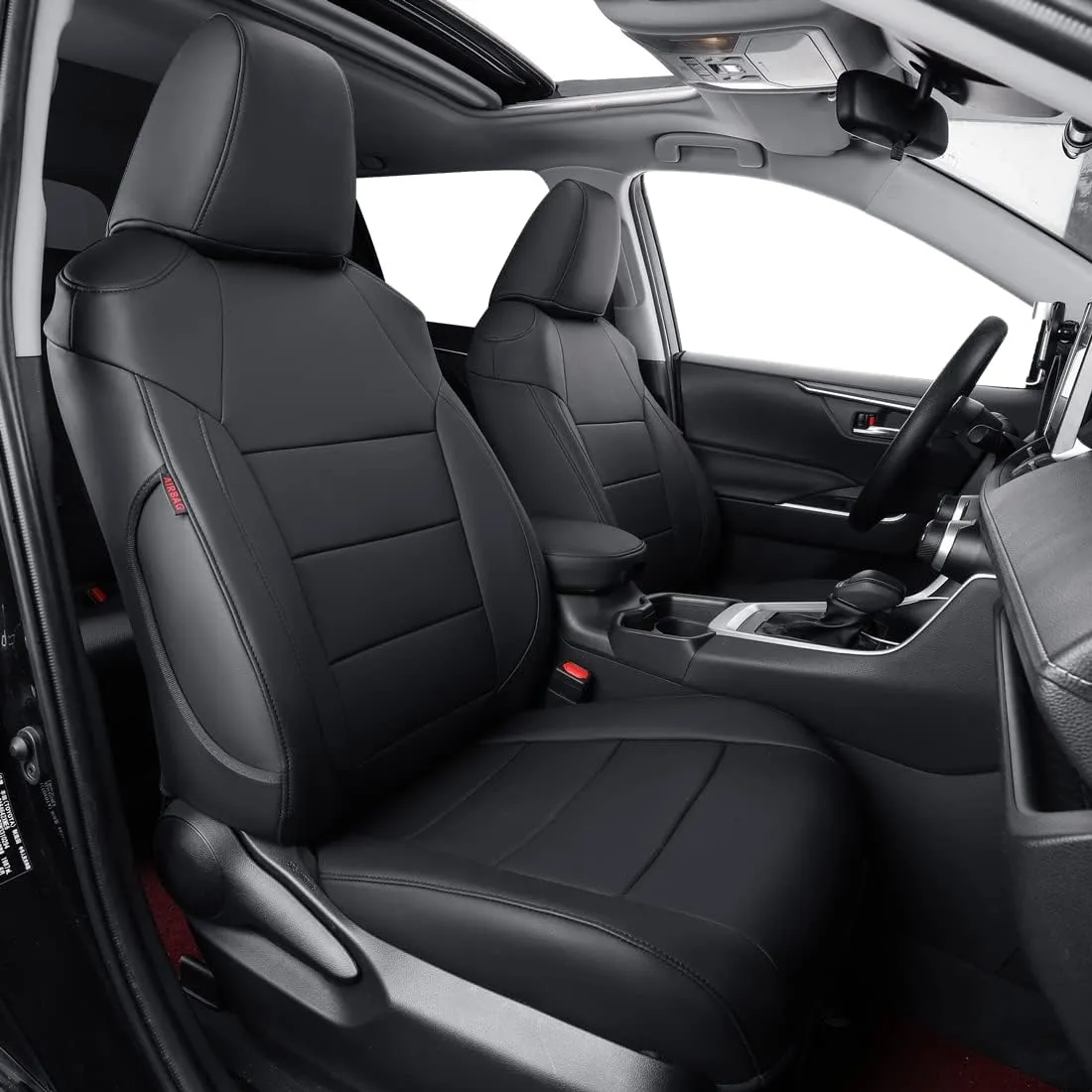 coverdream Rav4 Waterproof Leather Seat Covers Custom Fit for 2019-2024 2025 Toyota Rav4 Hybrid (Not for XSE/SE/Plug-in Hybrid),Full Coverage,Airbag Compatible,Car Seat Protector(Full Set,Black)