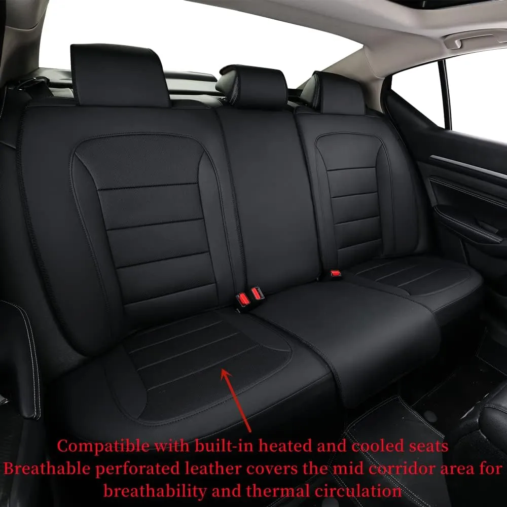 coverdream Universal Full Set Car Seat Covers Fit for Ford Escape,Edge,Fusion,Mazda CX5,Mazda 3 and Toyota RAV4 Camry Corolla,Full Coverage Waterproof Leather Seat Protector - Black