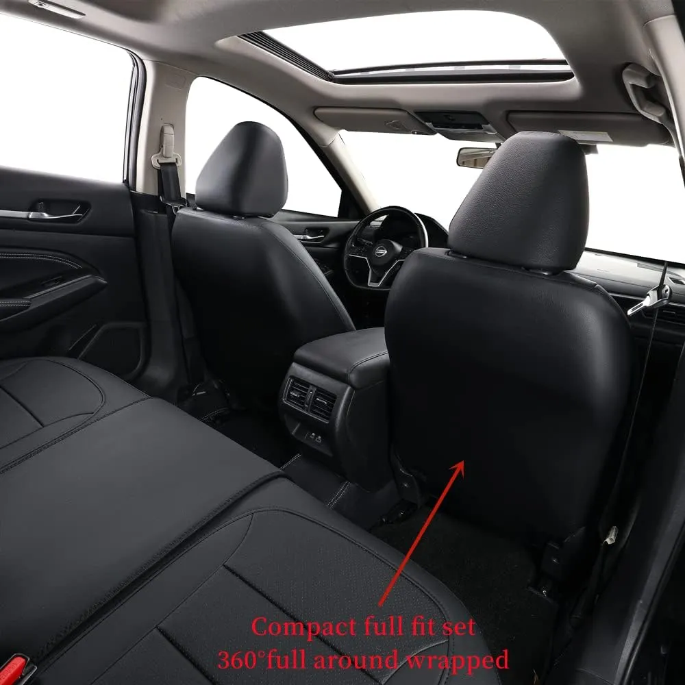 coverdream Universal Full Set Car Seat Covers Fit for Ford Escape,Edge,Fusion,Mazda CX5,Mazda 3 and Toyota RAV4 Camry Corolla,Full Coverage Waterproof Leather Seat Protector - Black