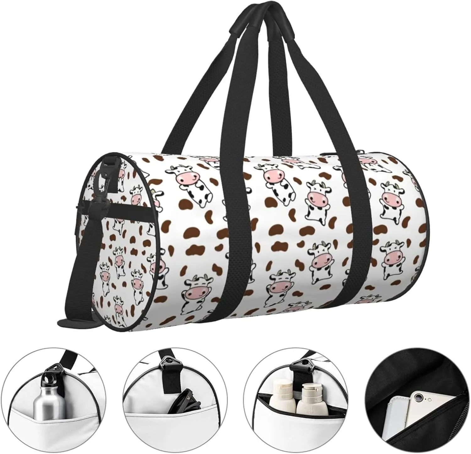 Cow Print Sports Gym Duffel Bag For Men Women Weekender Travel Workout Training Handbag