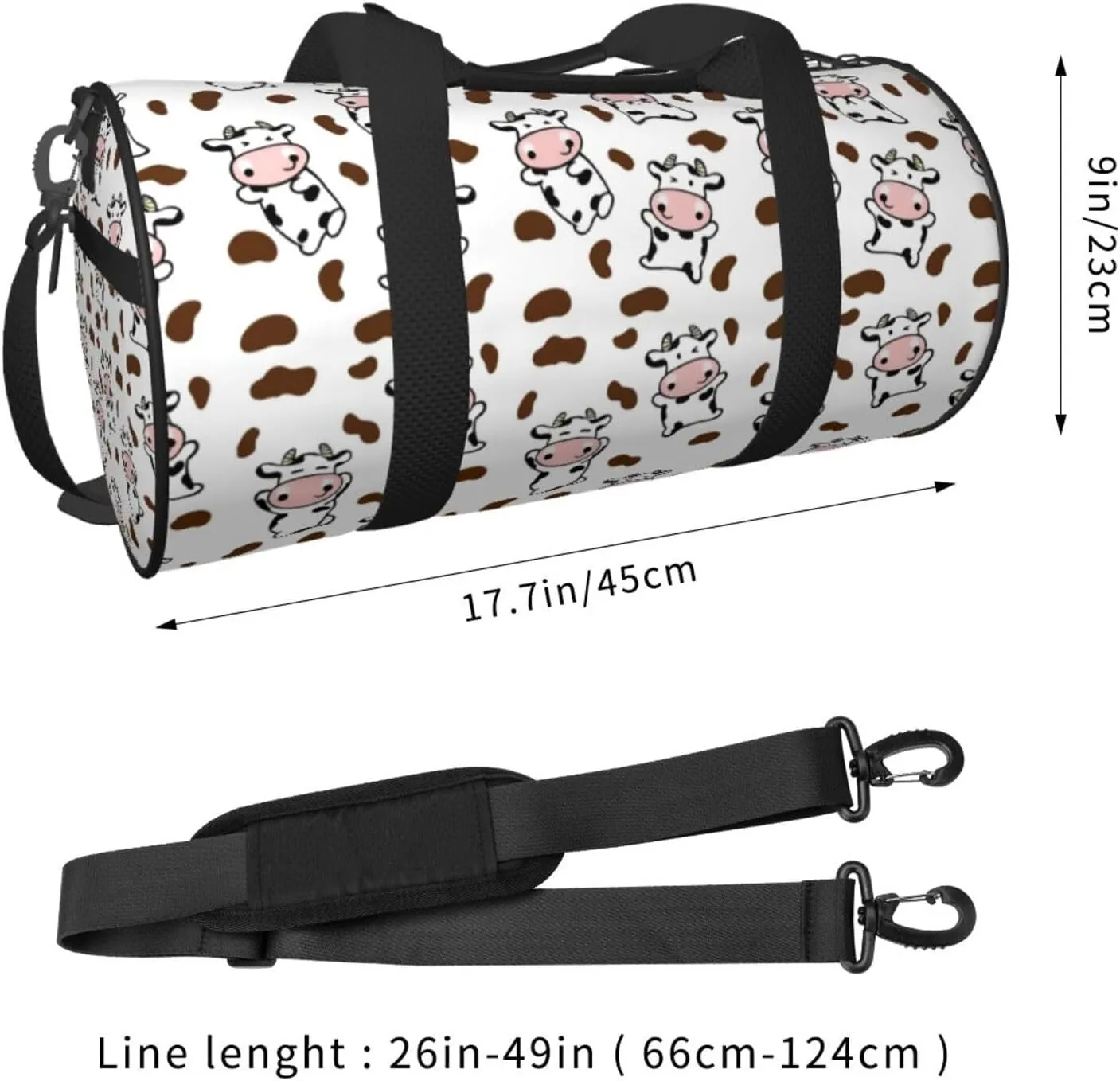 Cow Print Sports Gym Duffel Bag For Men Women Weekender Travel Workout Training Handbag
