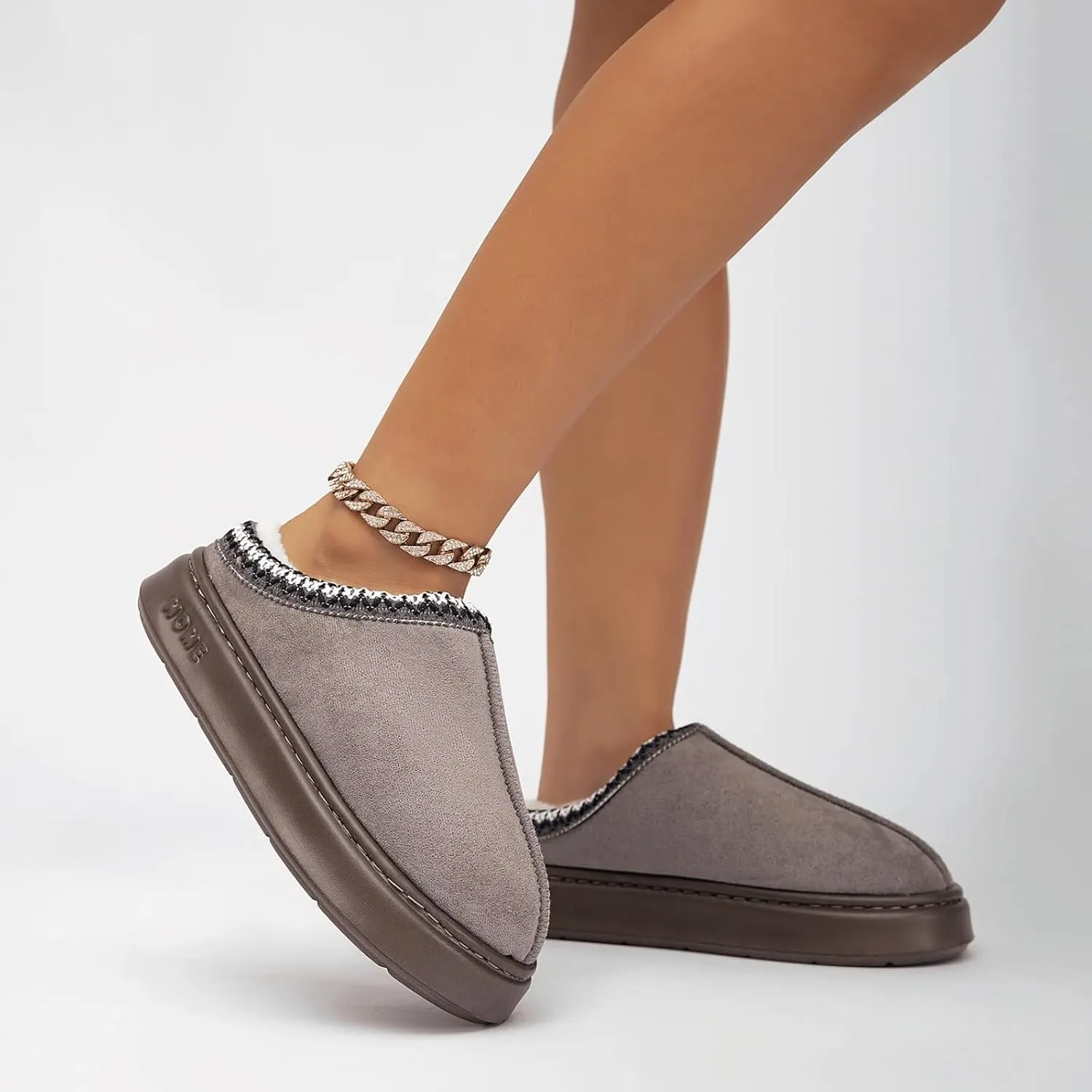 Cozy Platform Fuzzy Slippers for Women and Men Short Ankle Slippers with Anti-Slip Sole Lined with Warm Furry Perfect for Indoor & Outdoor Use