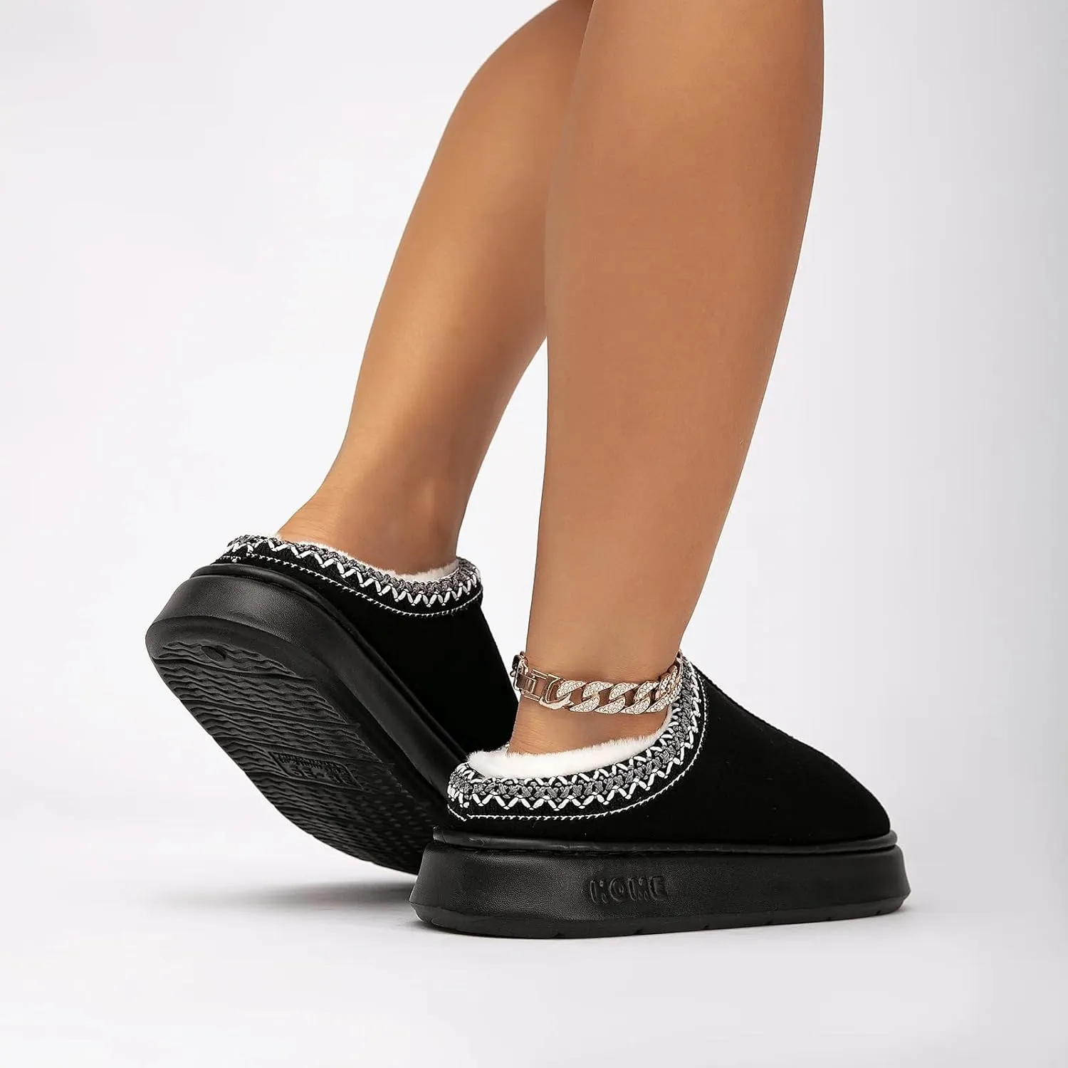 Cozy Platform Fuzzy Slippers for Women and Men Short Ankle Slippers with Anti-Slip Sole Lined with Warm Furry Perfect for Indoor & Outdoor Use