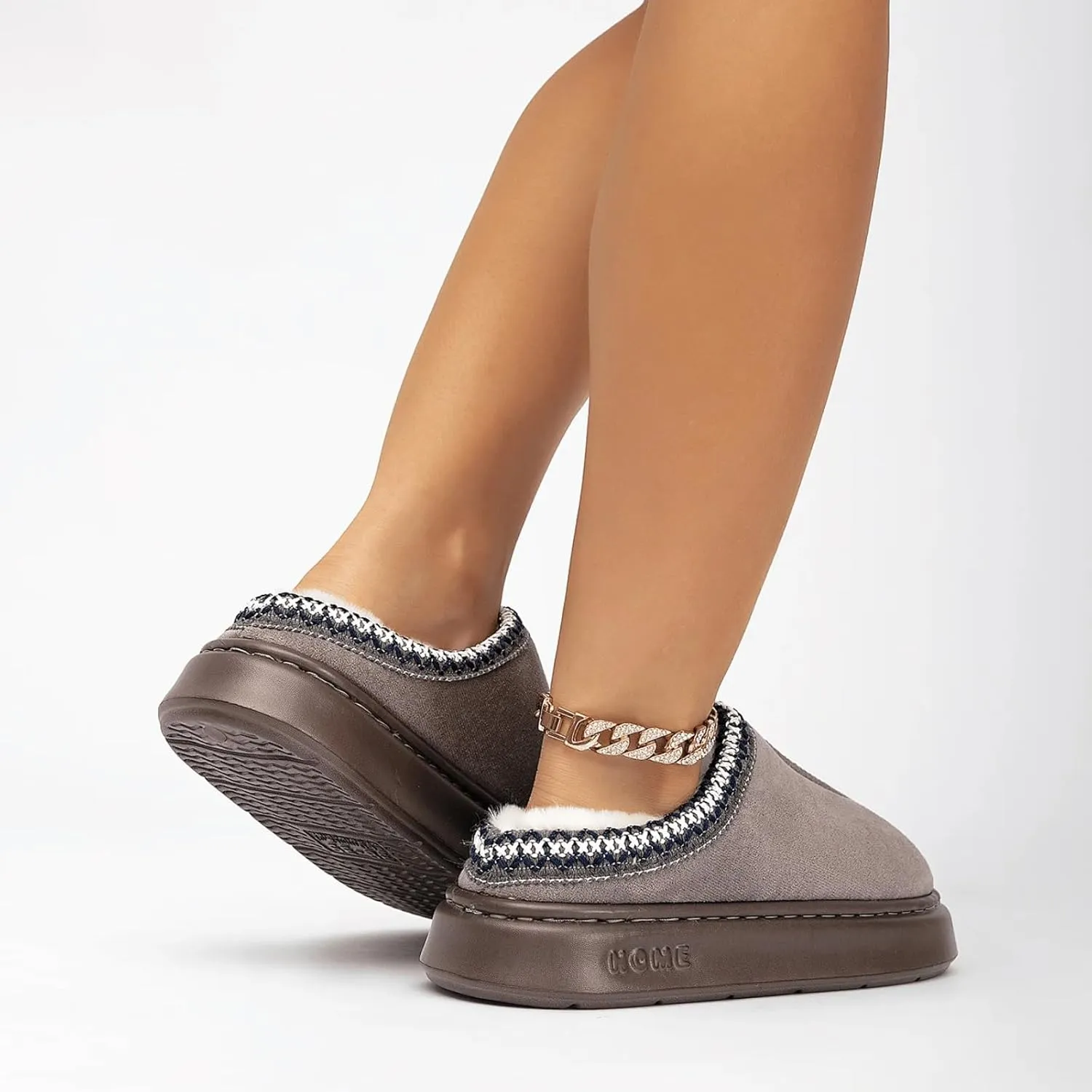 Cozy Platform Fuzzy Slippers for Women and Men Short Ankle Slippers with Anti-Slip Sole Lined with Warm Furry Perfect for Indoor & Outdoor Use