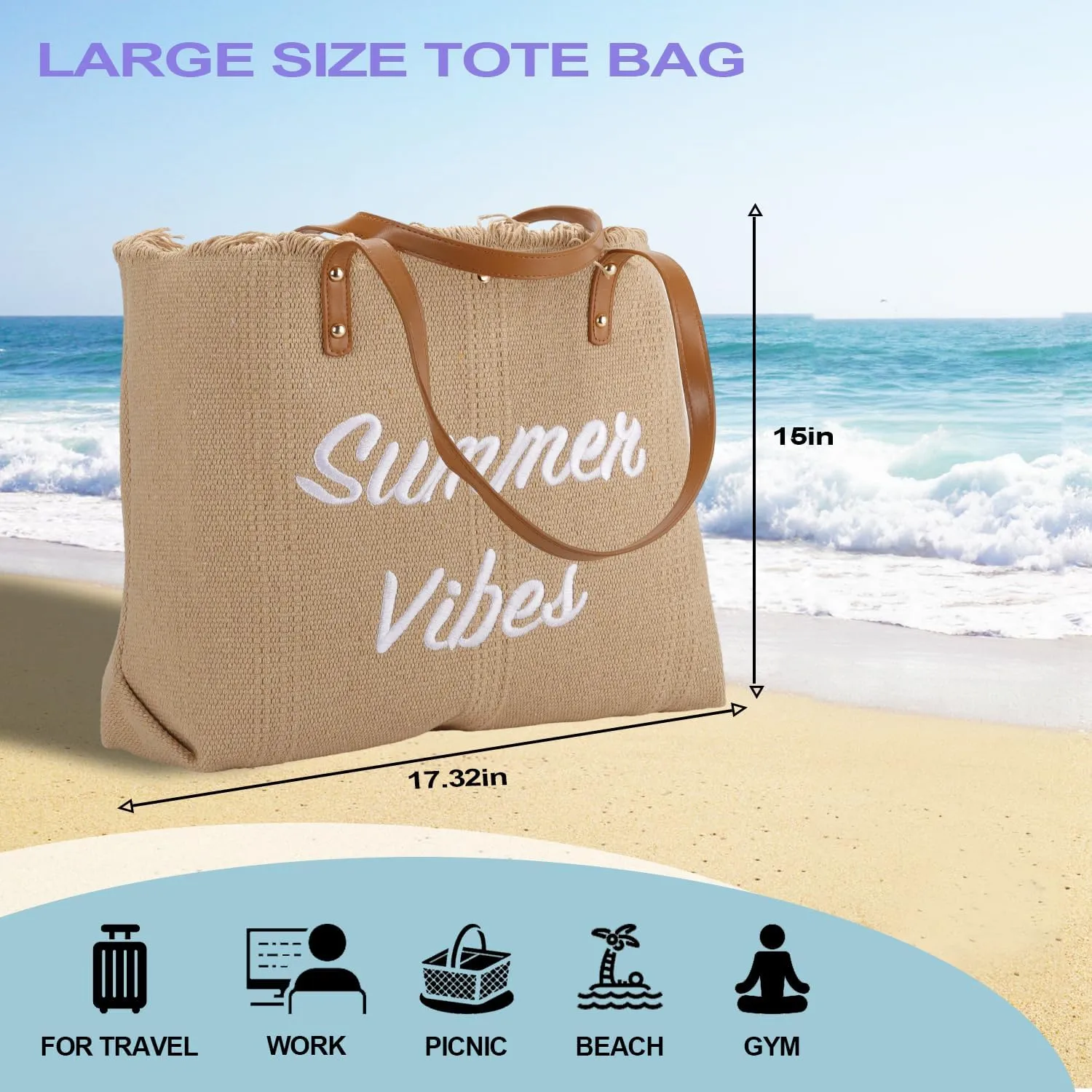 Crazy Music Beach Tote for Women, Large Beach Swim Pool Bag