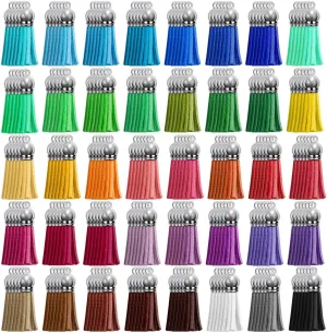 Cridoz 200pcs Leather Keychain Tassels Bulk for Crafts, Acrylic Blanks, Charms, Earrings, Bracelets and Jewelry Making (40 Colors)