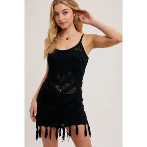 Crochet Fringe Mini Dress