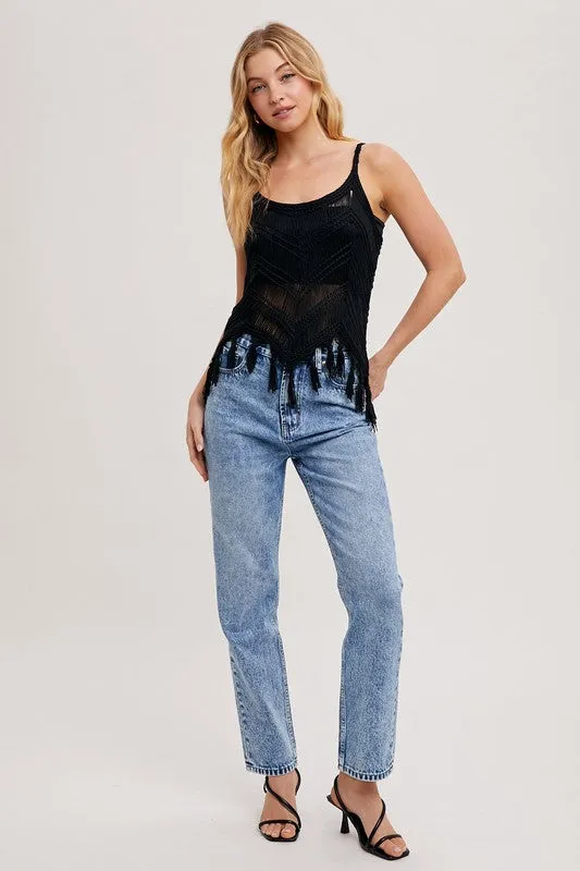 crochet fringe sleeveless top