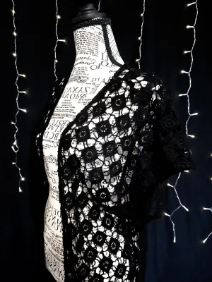Crocheted Open-Front Fringe Kimono