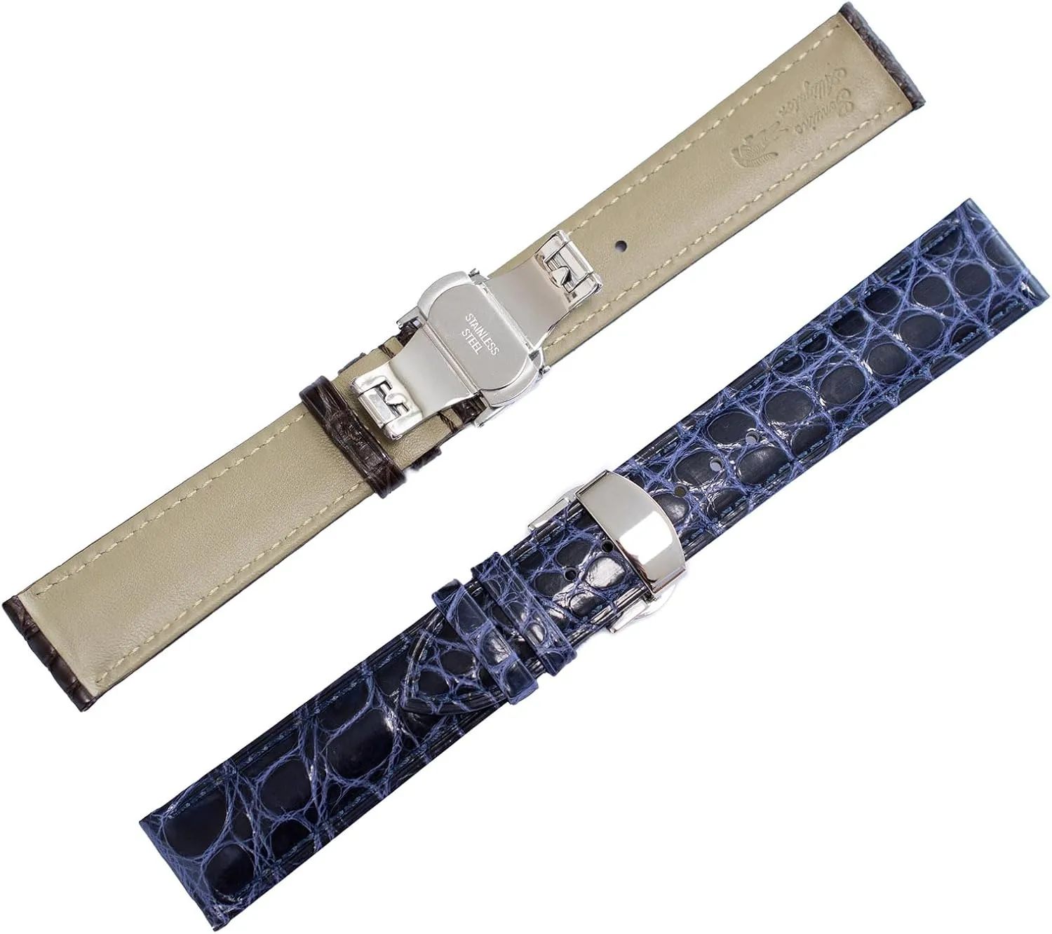 Crocodile Leather Straps For Cartier Watches With Deployment Clasp, Watch Strap For Cartier Watches