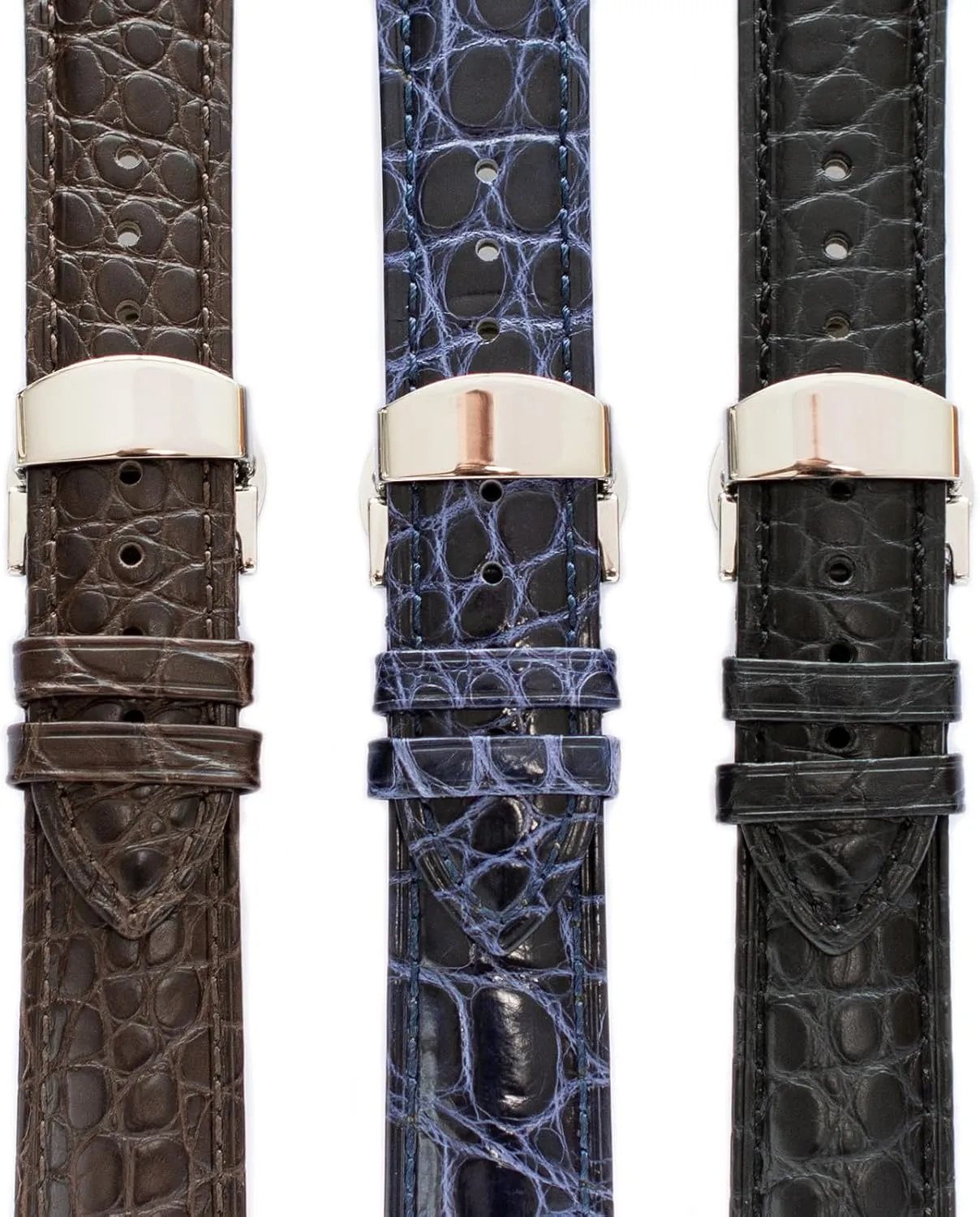 Crocodile Leather Straps For Cartier Watches With Deployment Clasp, Watch Strap For Cartier Watches