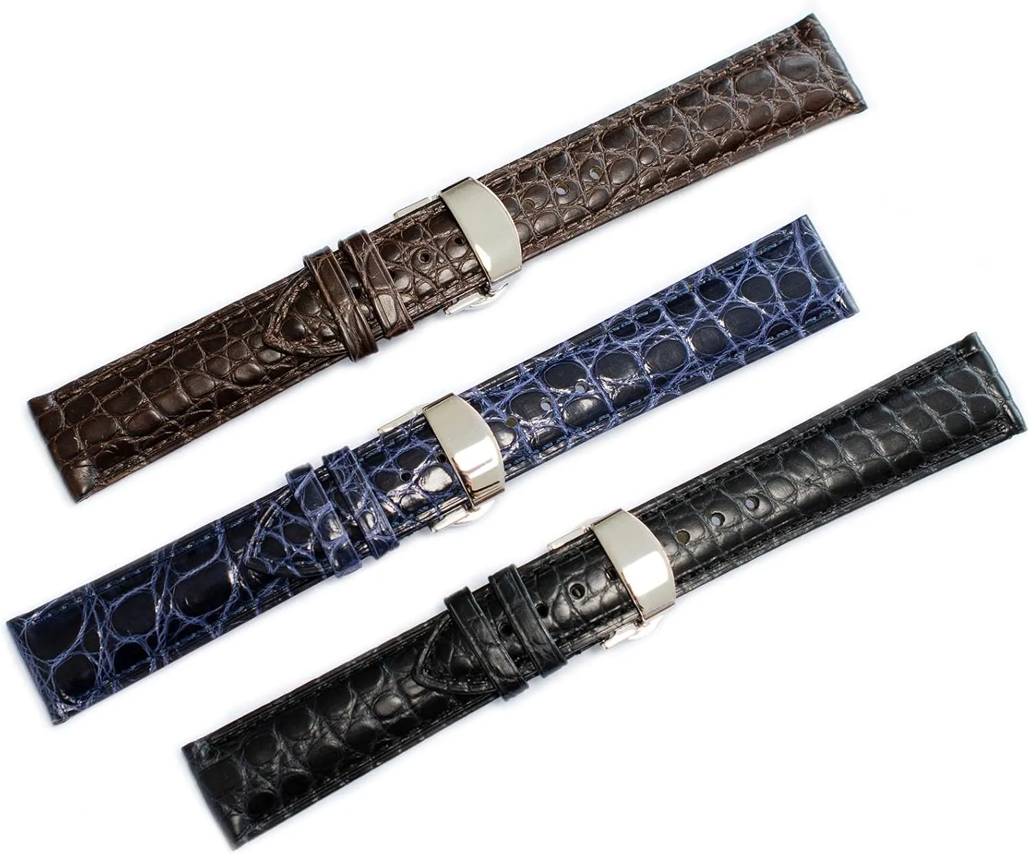 Crocodile Leather Straps For Cartier Watches With Deployment Clasp, Watch Strap For Cartier Watches