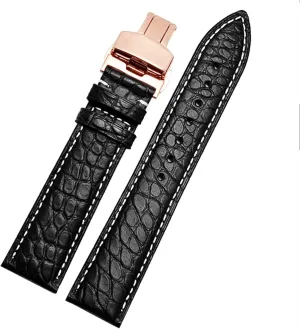 Crocodile Leather watchband for Any Brand Wristband 12 13 14 15mm Straps with Folding Clasp (Color : 8mm, Size : 15mm)