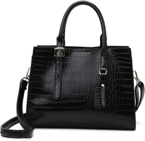 Crocodile Print Handbag for Women Soft Faux Leather Shoulder Bag Top Handle Crossbody Bag Commuter Tote Bag Satchel