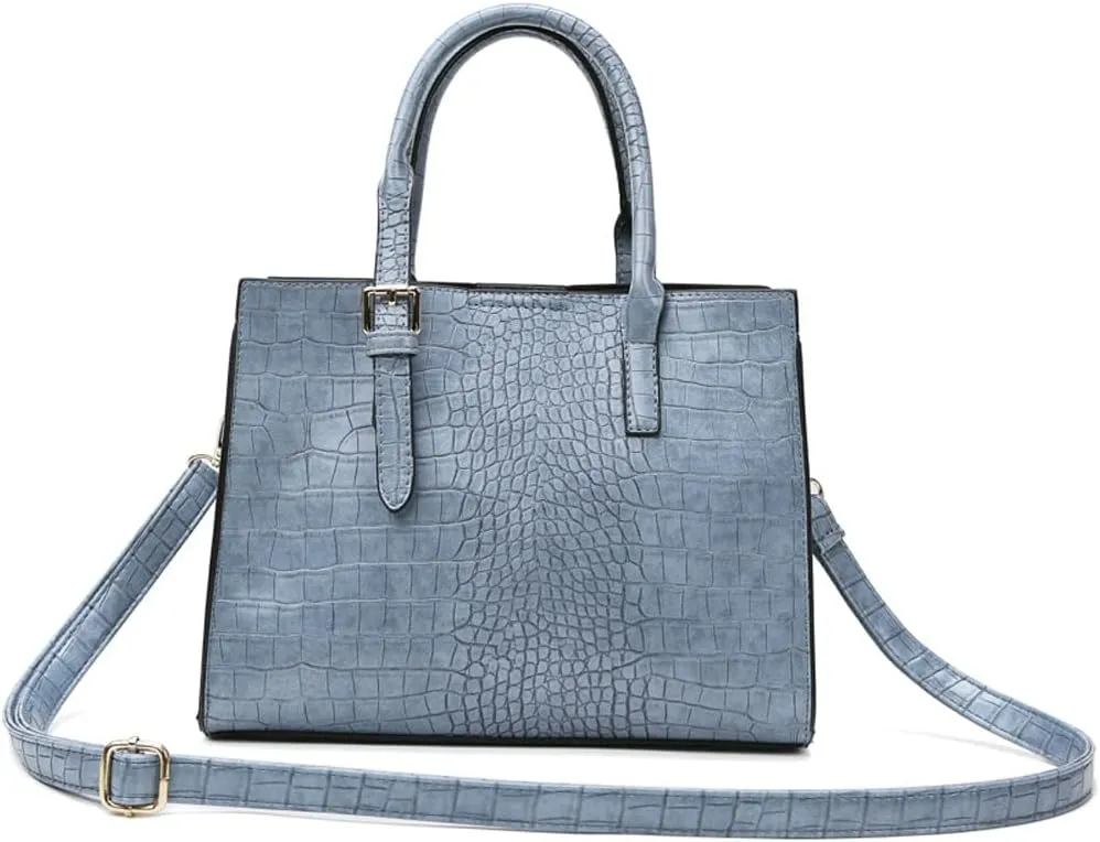 Crocodile Print Handbag for Women Soft Faux Leather Shoulder Bag Top Handle Crossbody Bag Commuter Tote Bag Satchel