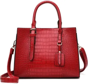 Crocodile Print Handbag for Women Soft Faux Leather Shoulder Bag Top Handle Crossbody Bag Commuter Tote Bag Satchel