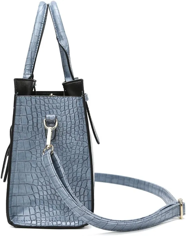 Crocodile Print Handbag for Women Soft Faux Leather Shoulder Bag Top Handle Crossbody Bag Commuter Tote Bag Satchel