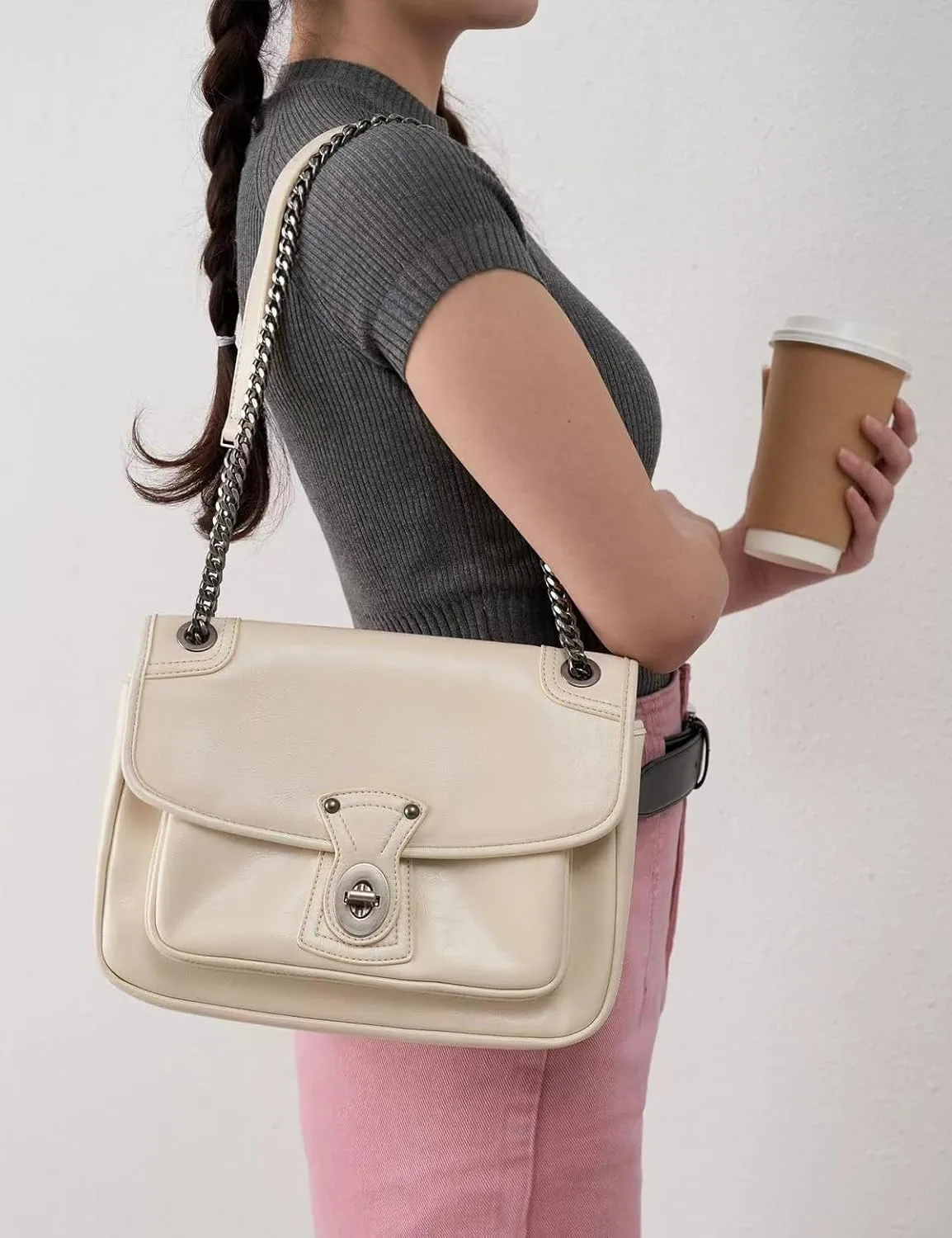 Crossbody Bag for Women, Designer Trendy Shoulder Bag, Bag with Chain Straps, Women's Trendy Stylish Bag
