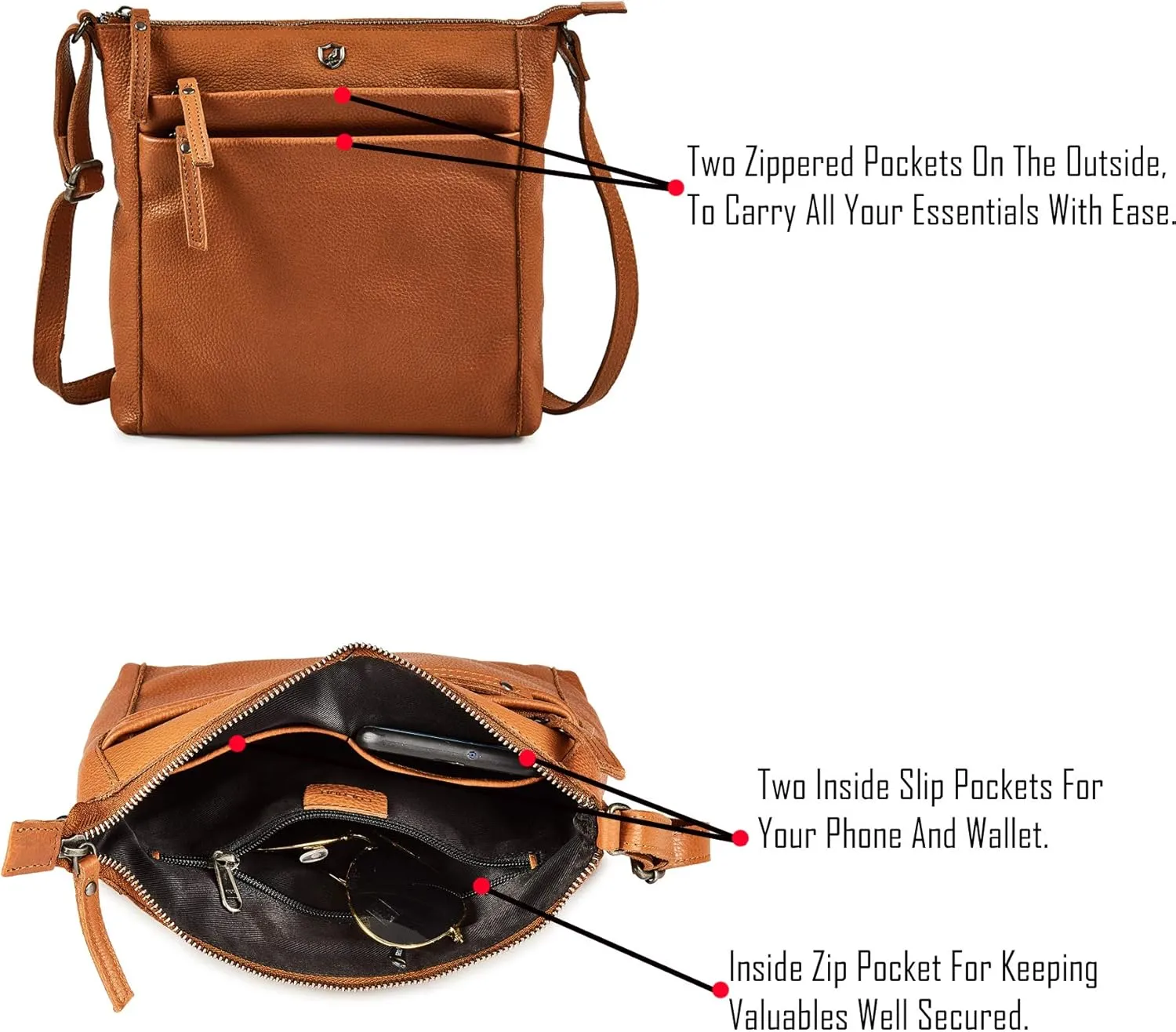 Crossbody Bag for Women Trendy Real Leather Purse Small Soft Pebbled Handbags Crossover Shoulder Pocketbook