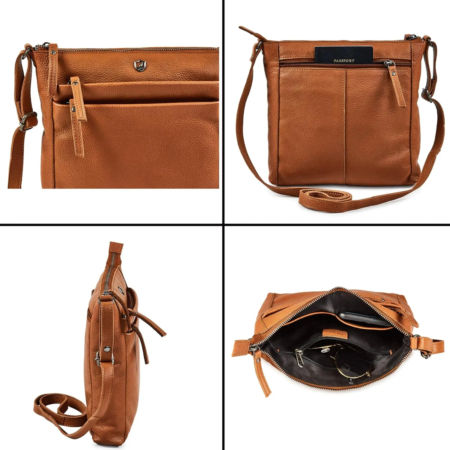 Crossbody Bag for Women Trendy Real Leather Purse Small Soft Pebbled Handbags Crossover Shoulder Pocketbook