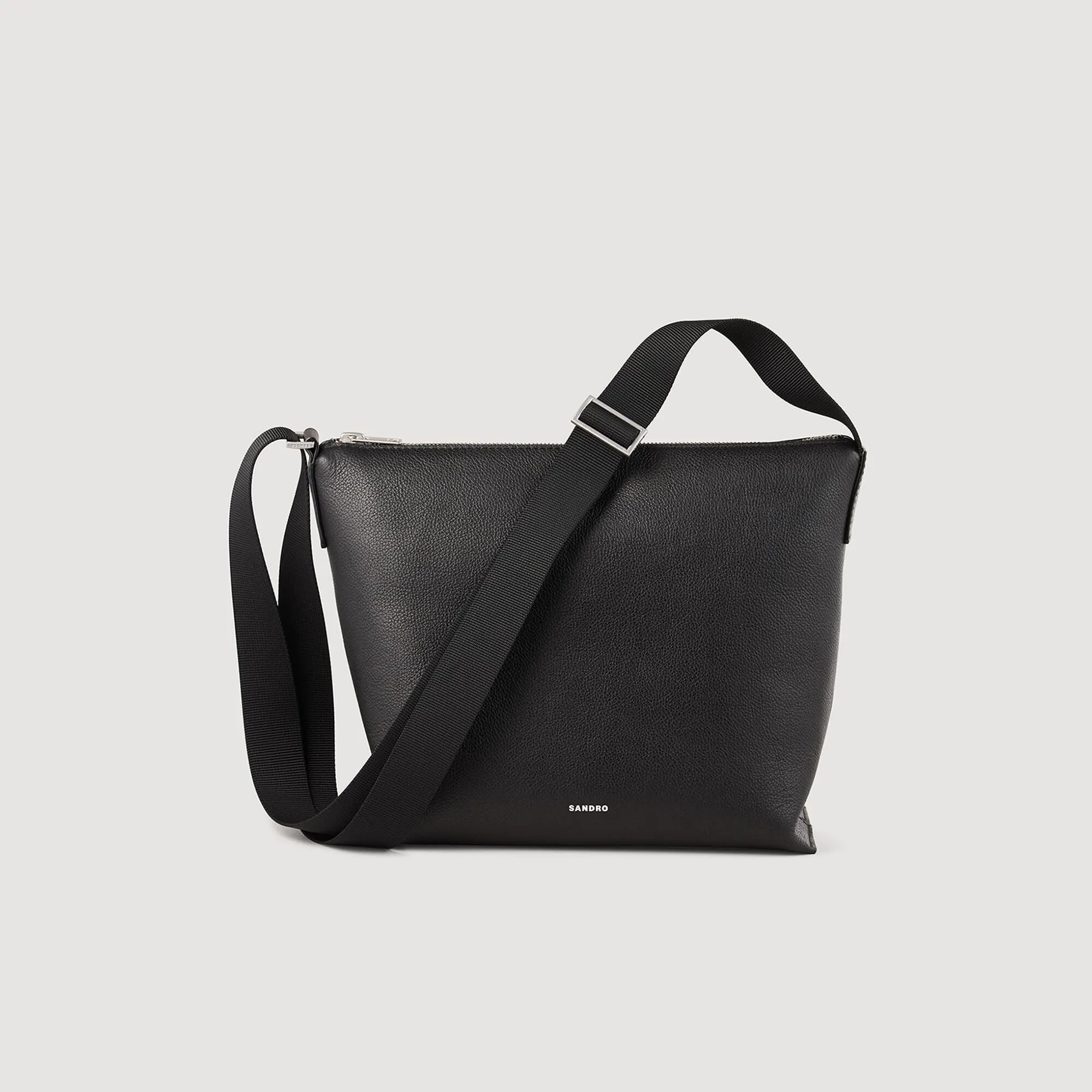 Crossbody Bag Grained Leather Satchel Black