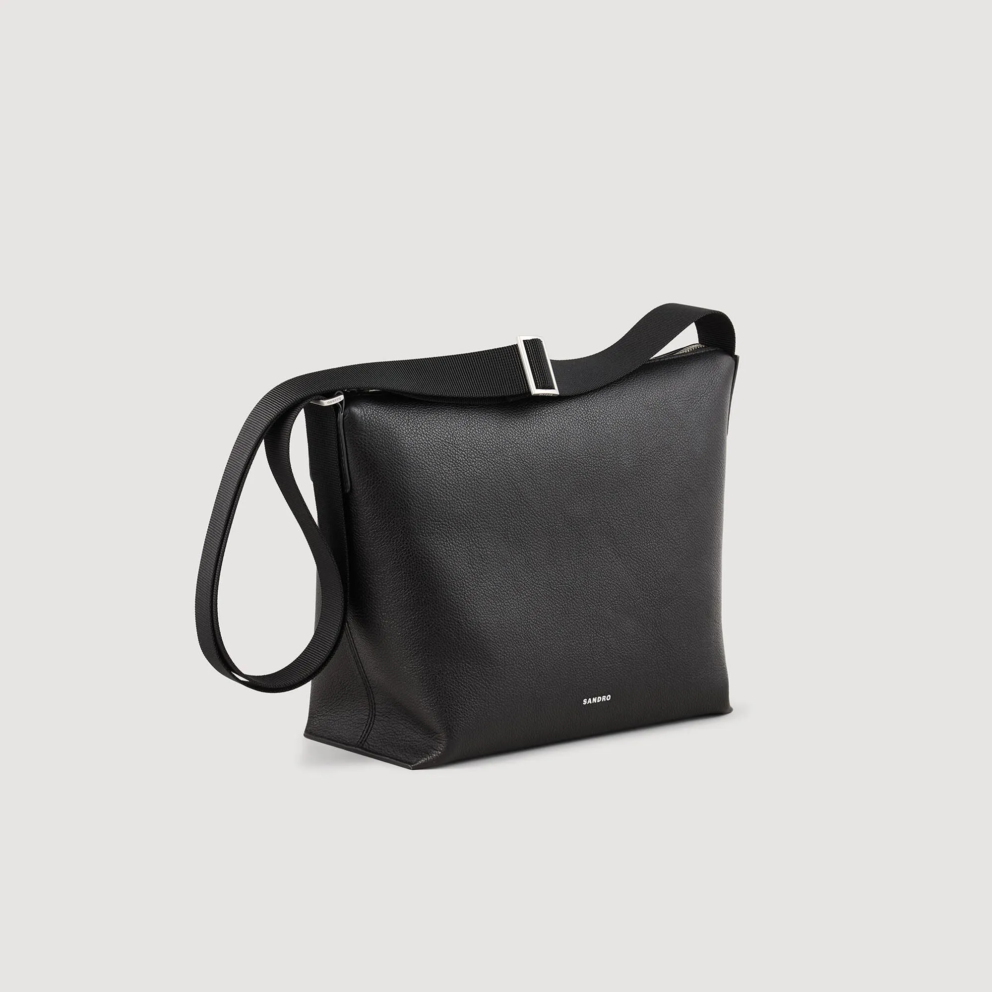 Crossbody Bag Grained Leather Satchel Black