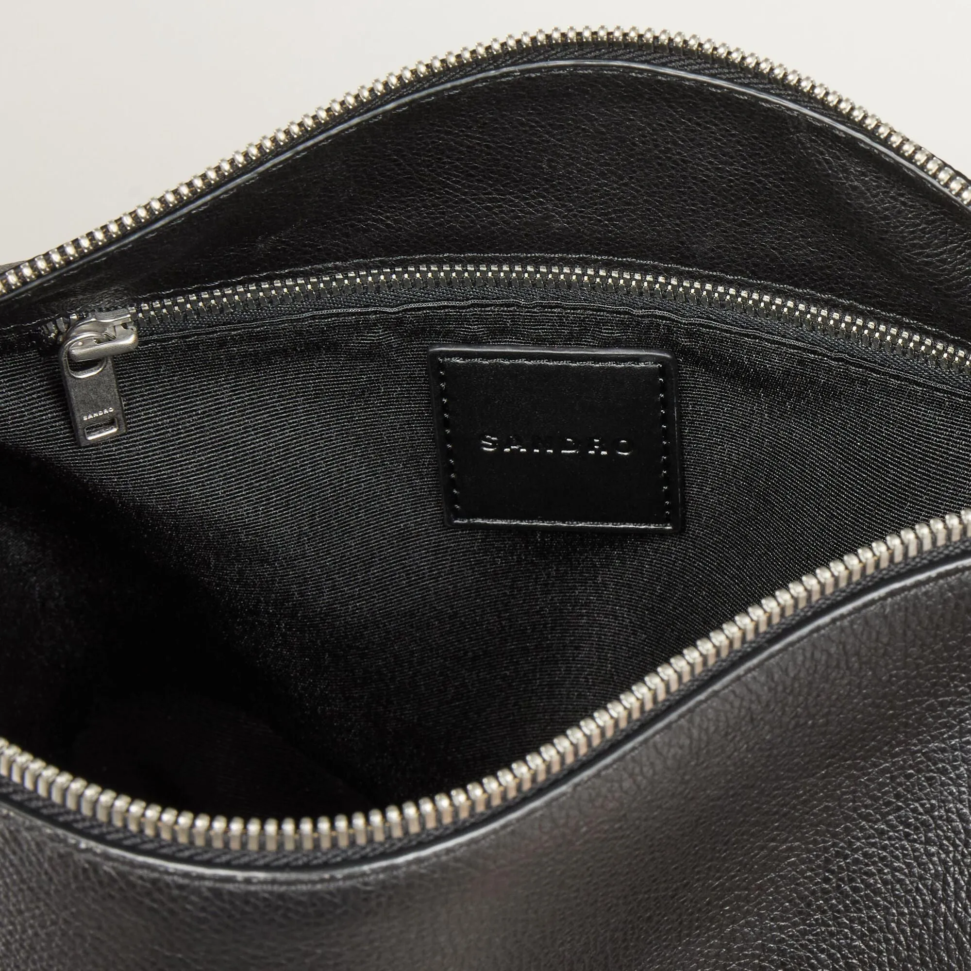 Crossbody Bag Grained Leather Satchel Black
