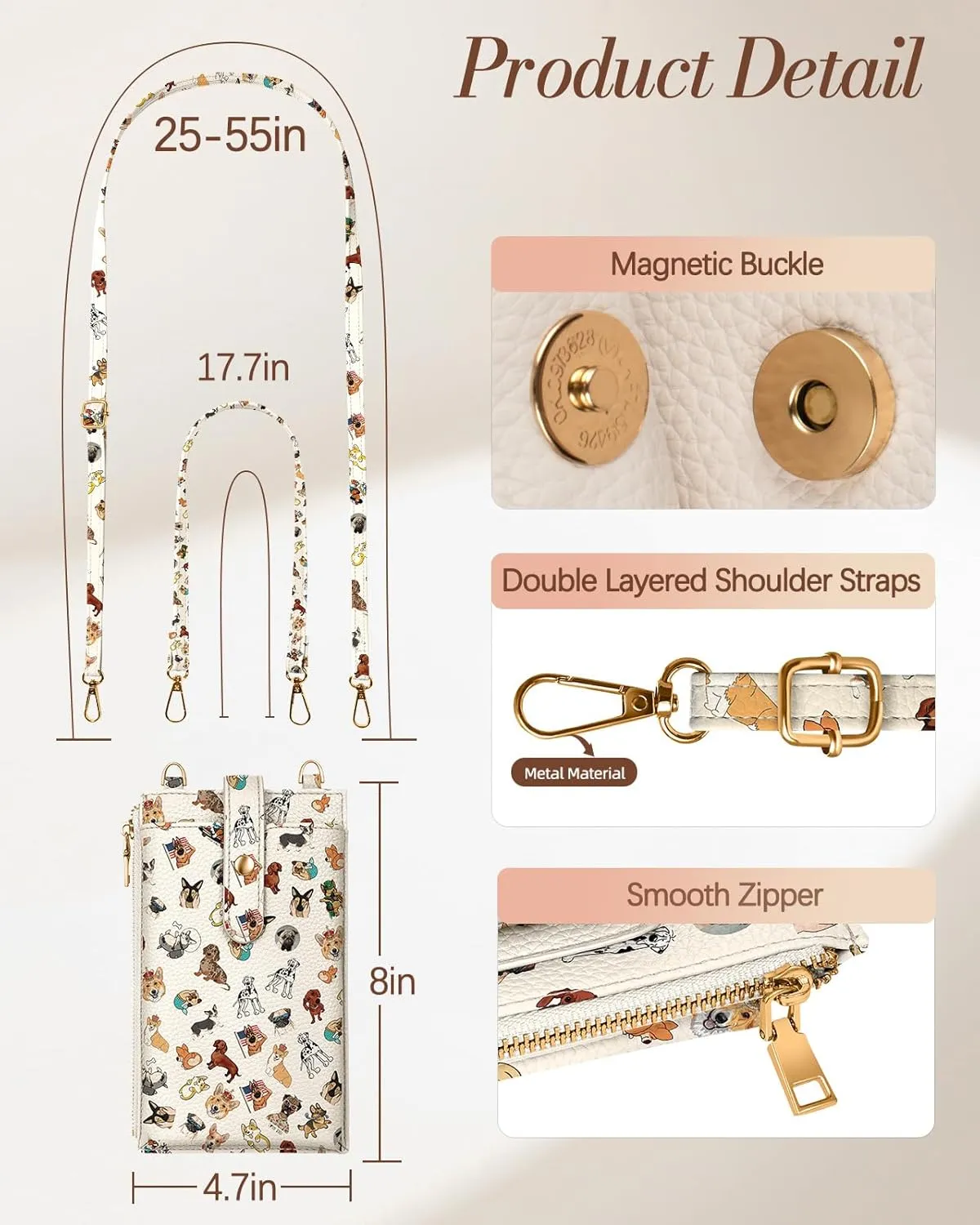 Crossbody Bags for Women - Leather Cellphone Phone Purse Wallet Cute Designer Cross Body Bag with Card Slots