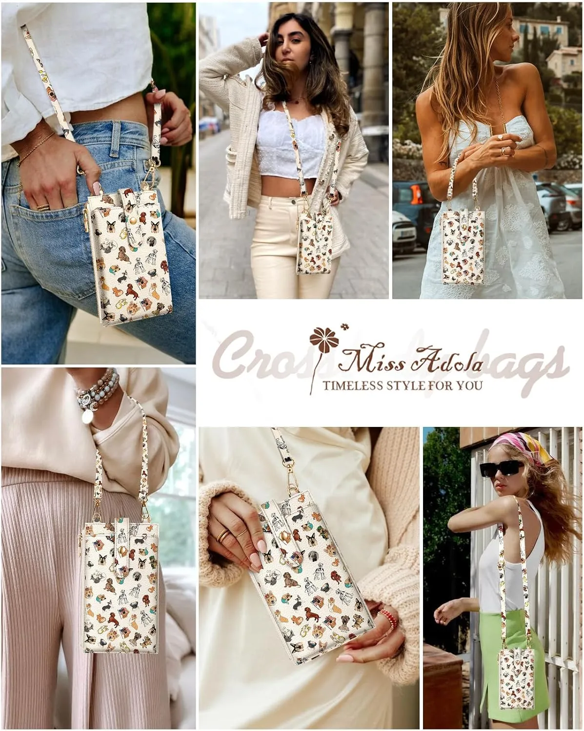 Crossbody Bags for Women - Leather Cellphone Phone Purse Wallet Cute Designer Cross Body Bag with Card Slots