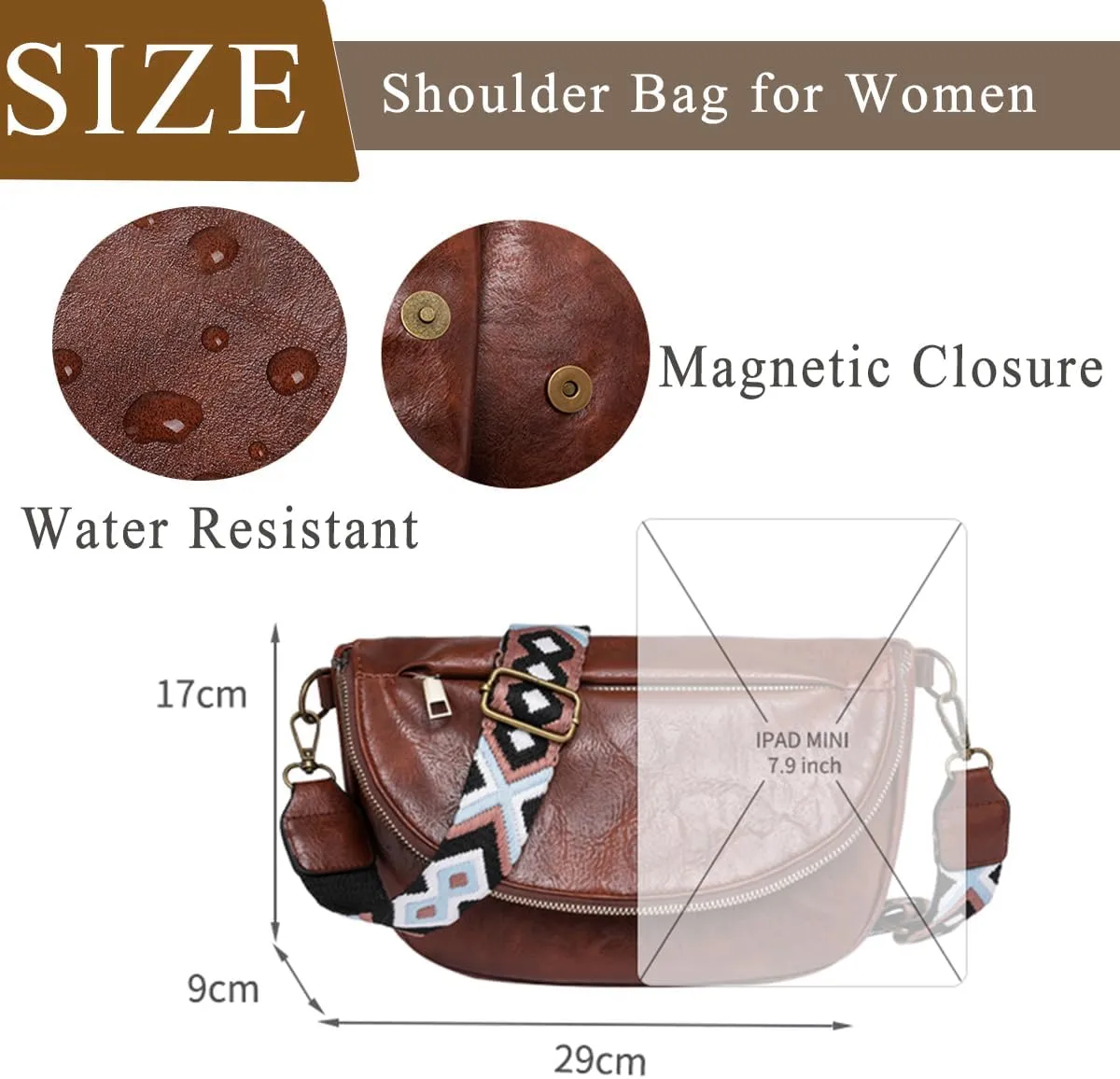Crossbody Bags for Women, SIXVONA Soft Leather Shoulder Handbag with Embroidered Shoulder Straps