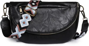 Crossbody Bags for Women, SIXVONA Soft Leather Shoulder Handbag with Embroidered Shoulder Straps