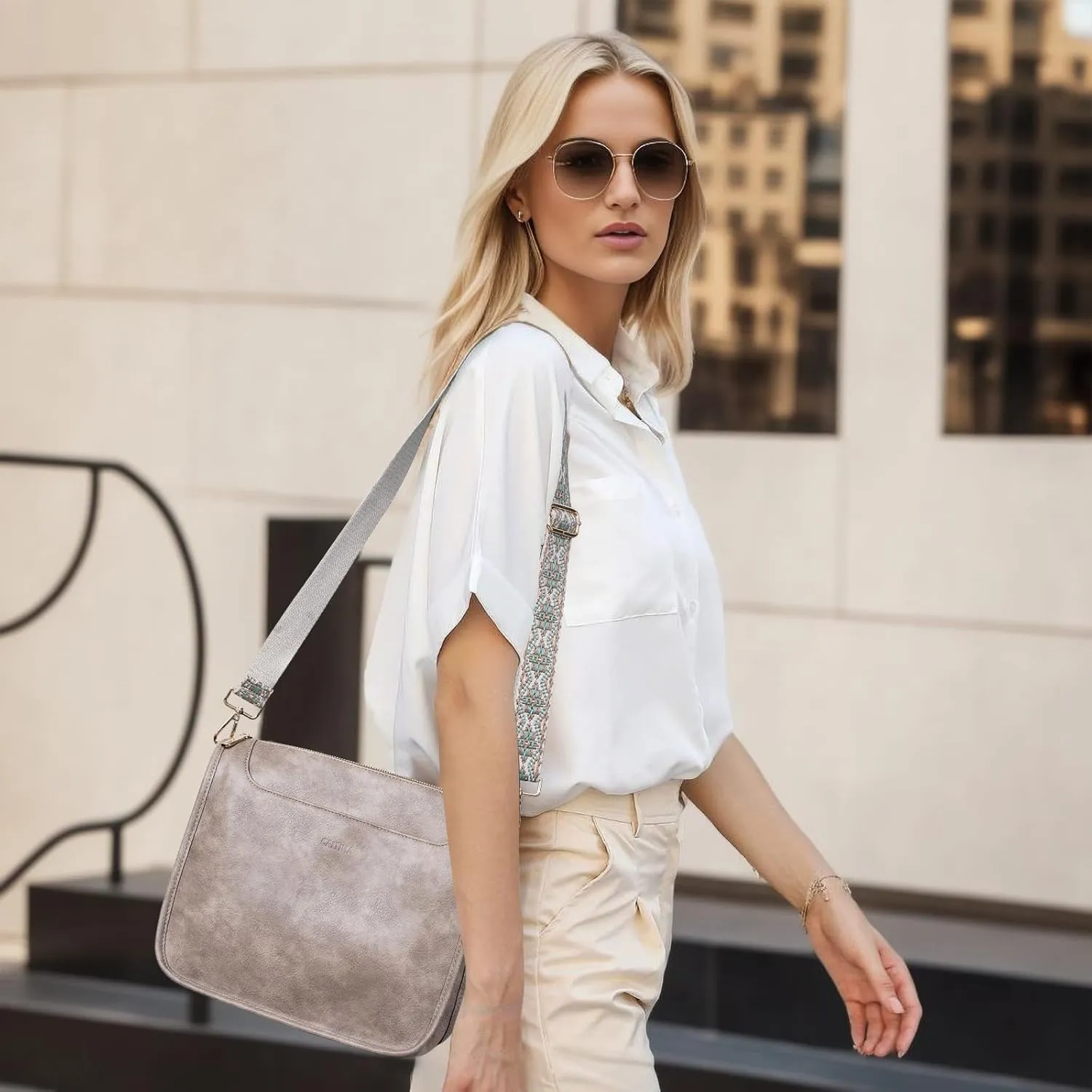 Crossbody Bags For Women Trendy Vegan Leather Travel Bags Shoulder Purses For Women With 2 Adjustable Strap