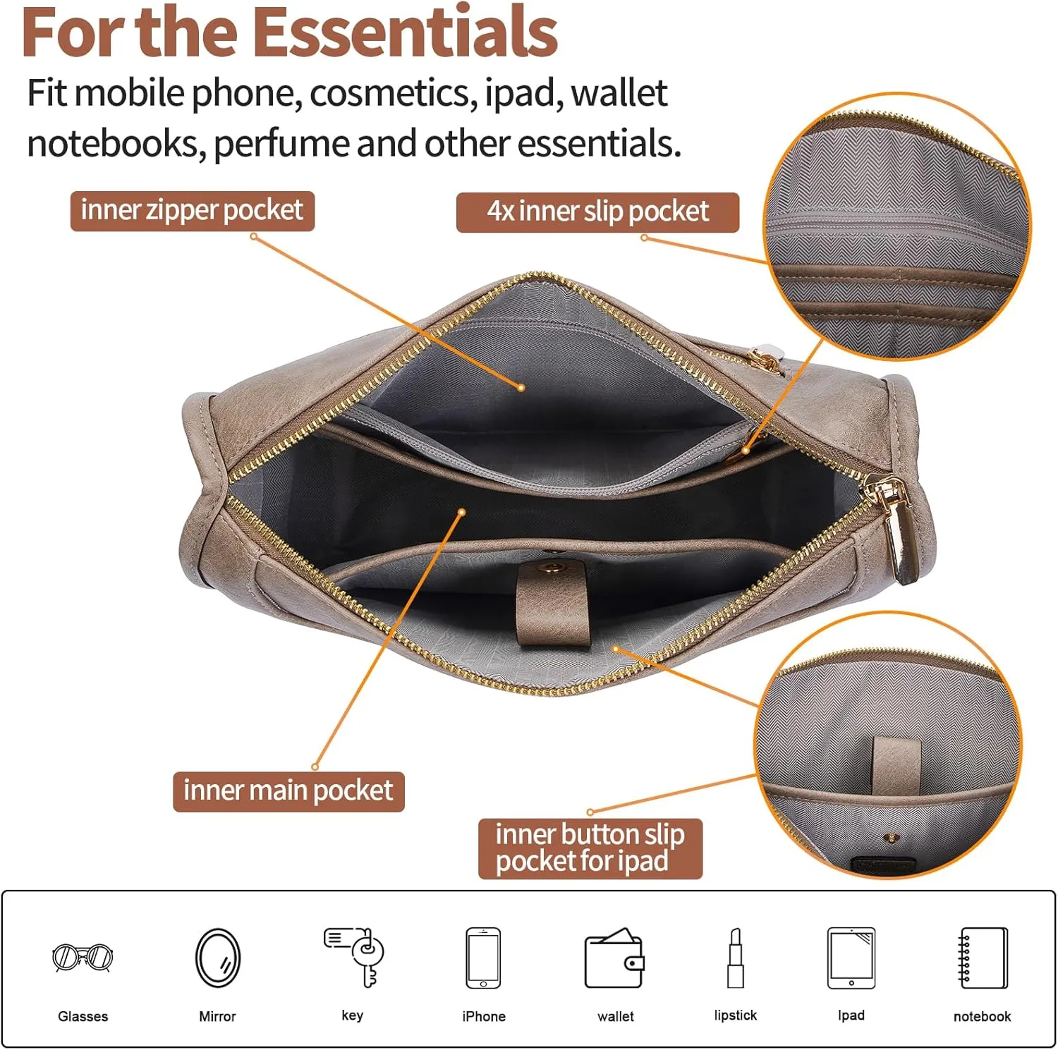 Crossbody Bags For Women Trendy Vegan Leather Travel Bags Shoulder Purses For Women With 2 Adjustable Strap
