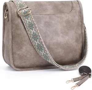 Crossbody Bags For Women Trendy Vegan Leather Travel Bags Shoulder Purses For Women With 2 Adjustable Strap