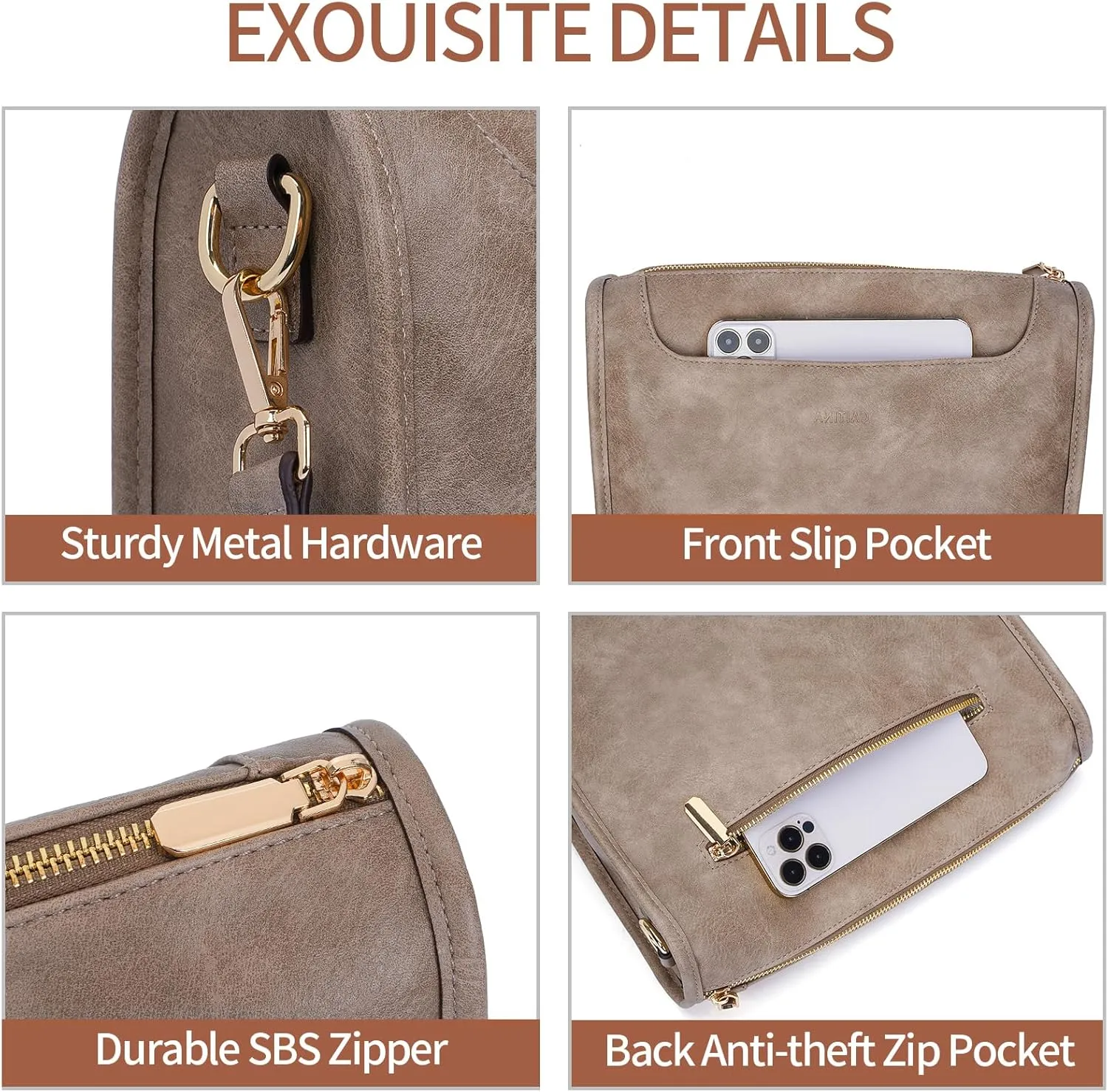 Crossbody Bags For Women Trendy Vegan Leather Travel Bags Shoulder Purses For Women With 2 Adjustable Strap