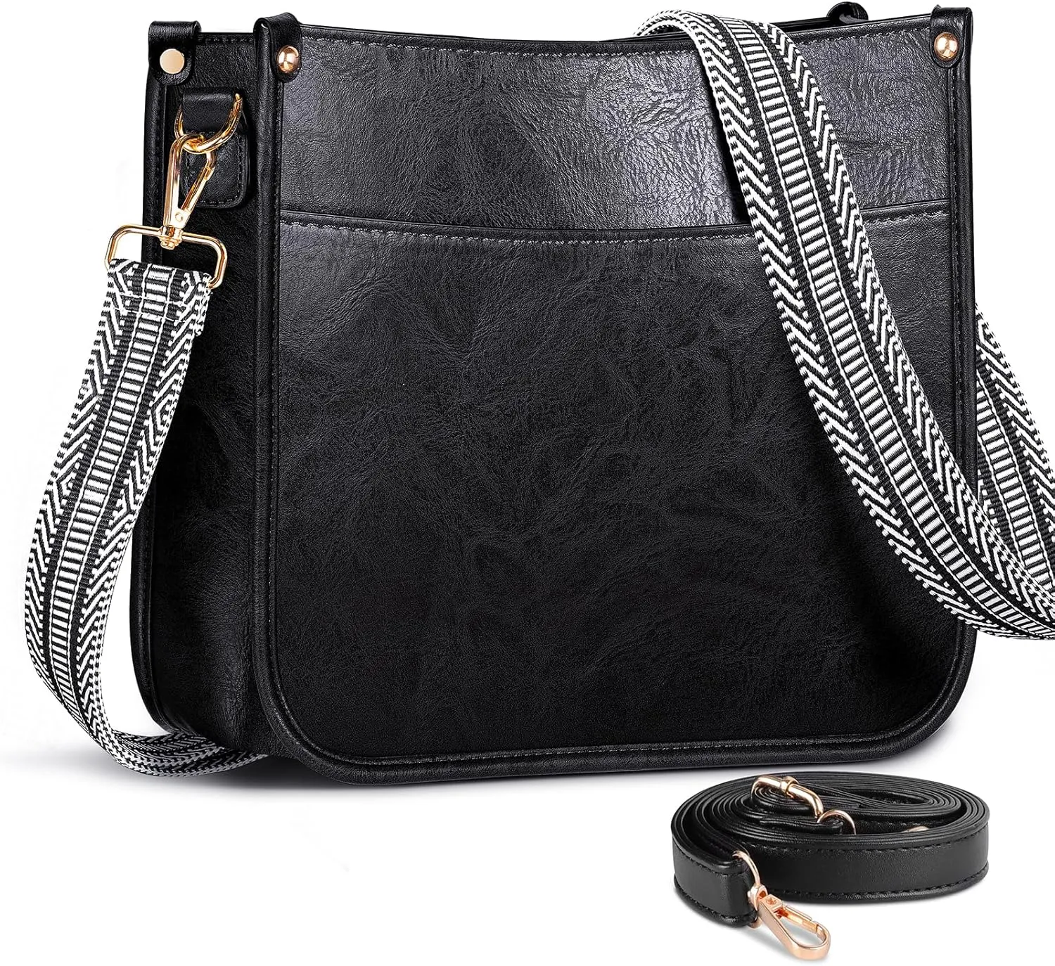 Crossbody Bags for Women, Vegan Leather Crossbody Purse with 2PCS Adjustable Strap, Trendy Handbags Shoulder Bag