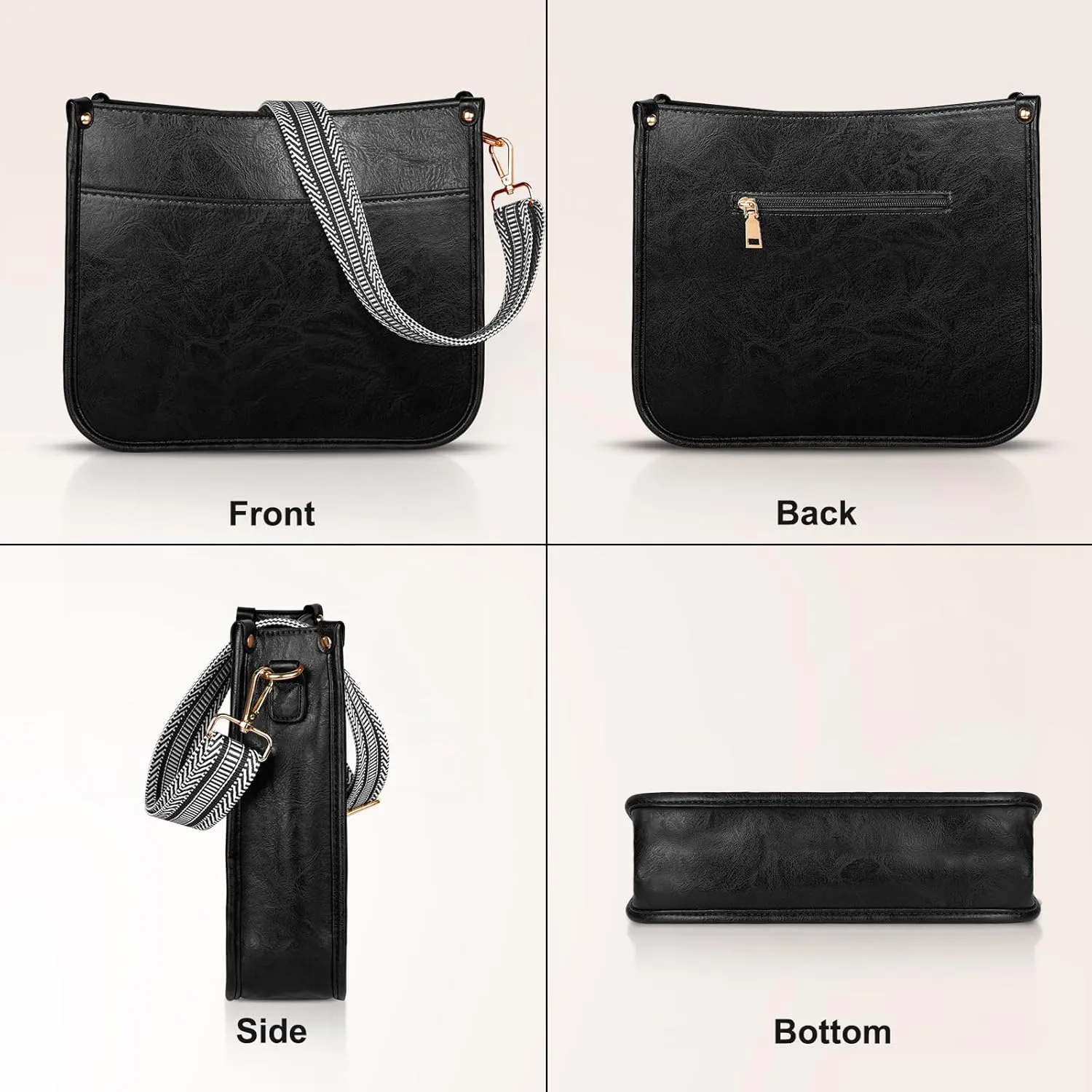 Crossbody Bags for Women, Vegan Leather Crossbody Purse with 2PCS Adjustable Strap, Trendy Handbags Shoulder Bag