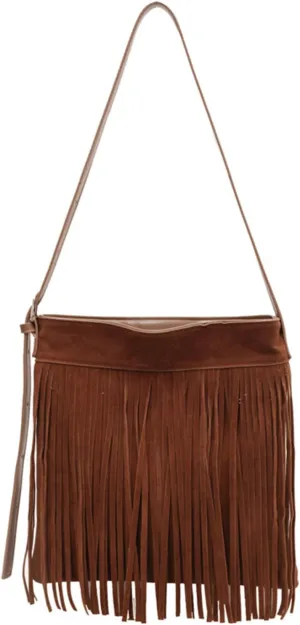 Crossbody Purse for Women Trendy Vintage Fringe Boho Tassel Handbag Shoulder Bag with Adjustable Strap