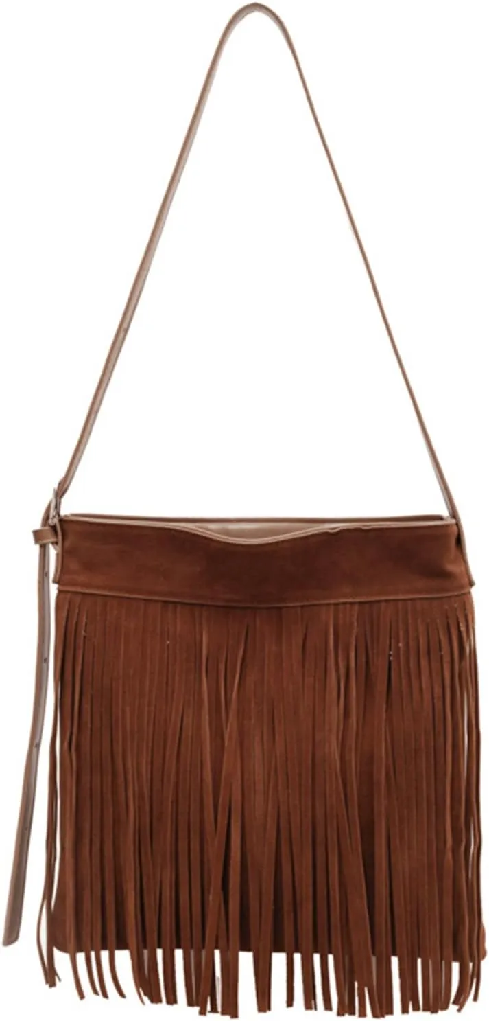 Crossbody Purse for Women Trendy Vintage Fringe Boho Tassel Handbag Shoulder Bag with Adjustable Strap