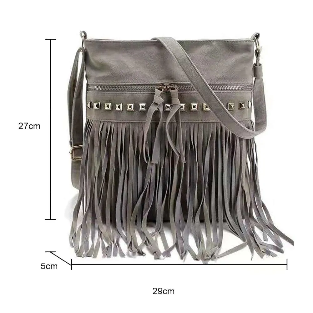 Crossbody Shoulder Bag with Tassels