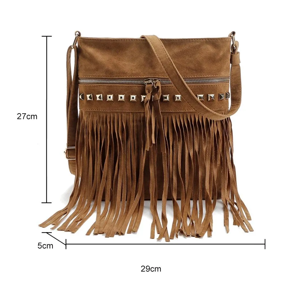 Crossbody Shoulder Bag with Tassels