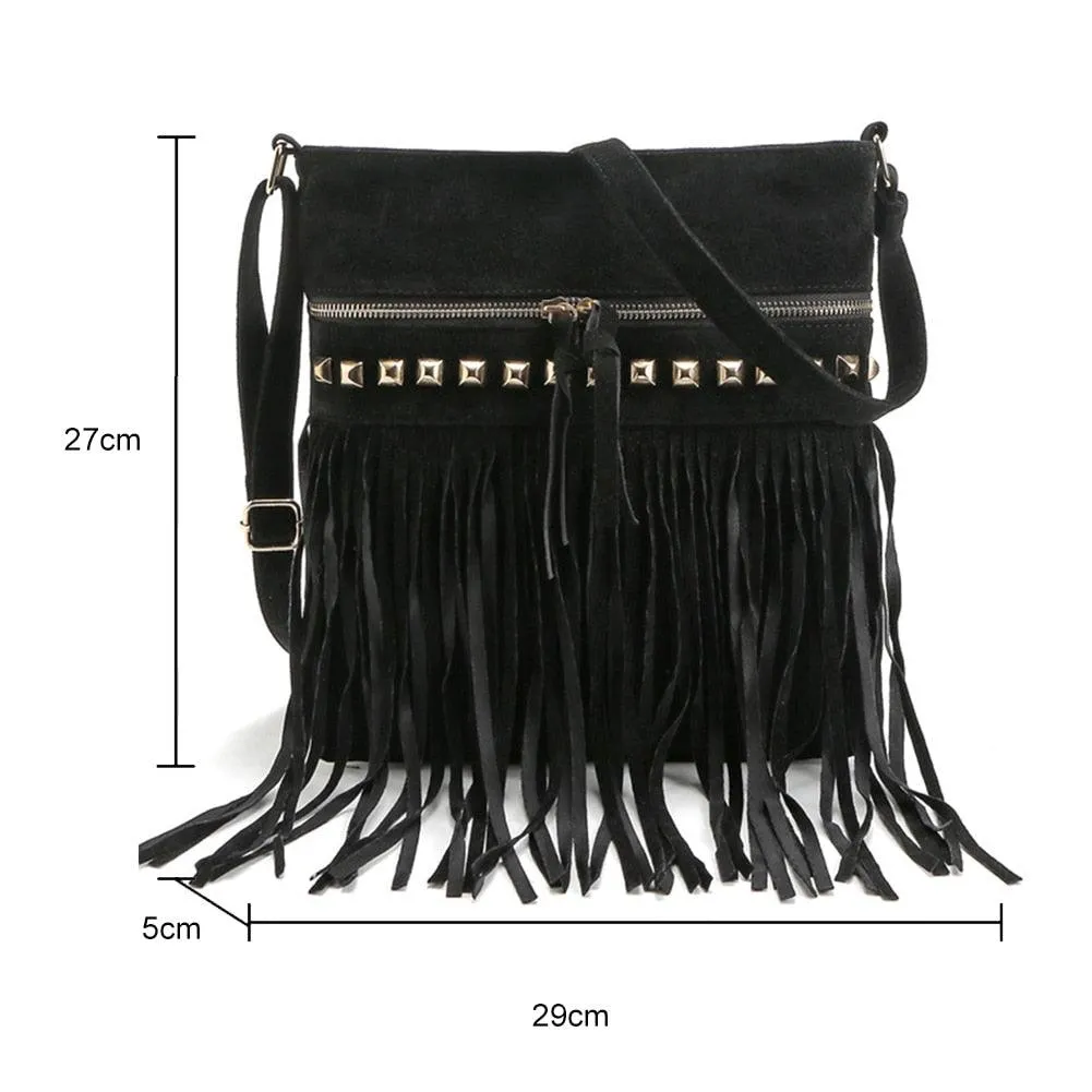 Crossbody Shoulder Bag with Tassels