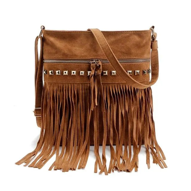 Crossbody Shoulder Bag with Tassels