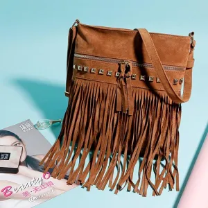 Crossbody Shoulder Bag with Tassels