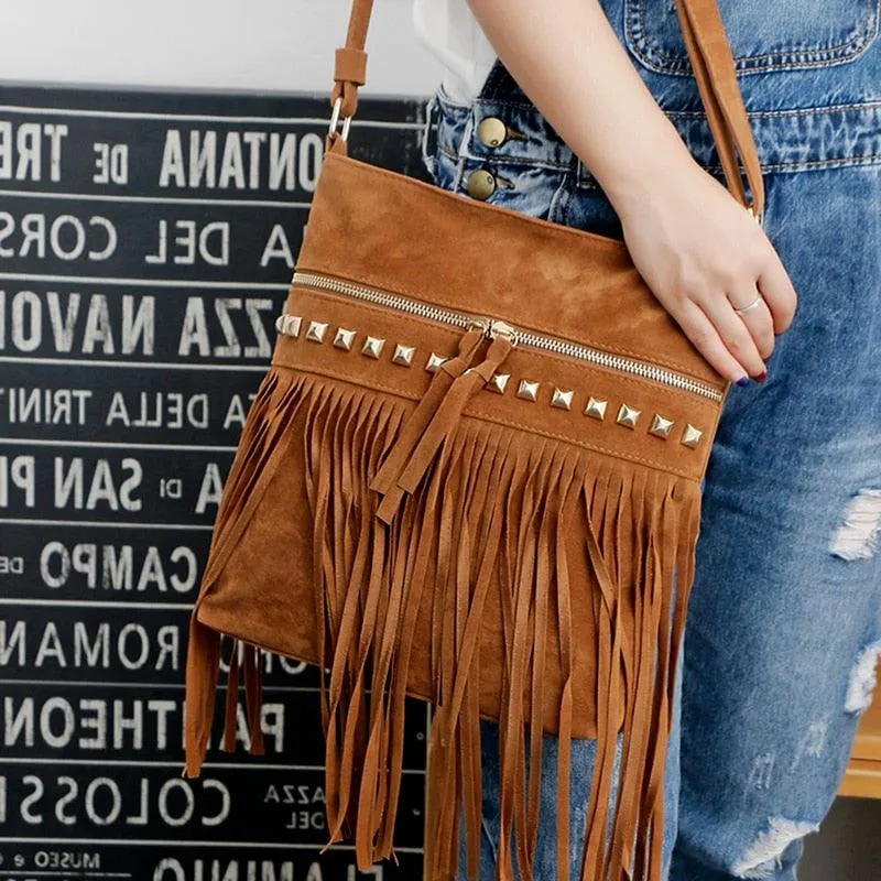 Crossbody Shoulder Bag with Tassels