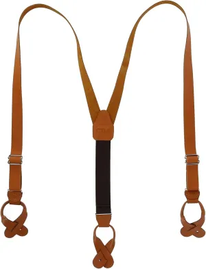 CTM® Men's Coated Leather Button-End 1 Inch Suspenders