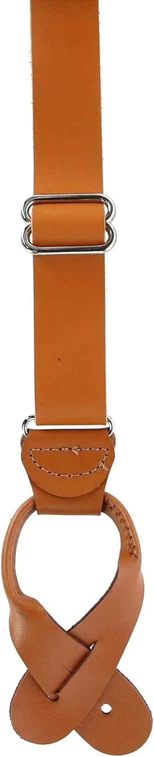 CTM® Men's Coated Leather Button-End 1 Inch Suspenders
