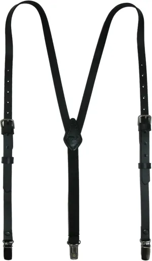 CTM® Women's Coated Leather 1/2 Inch Clip-End Suspenders
