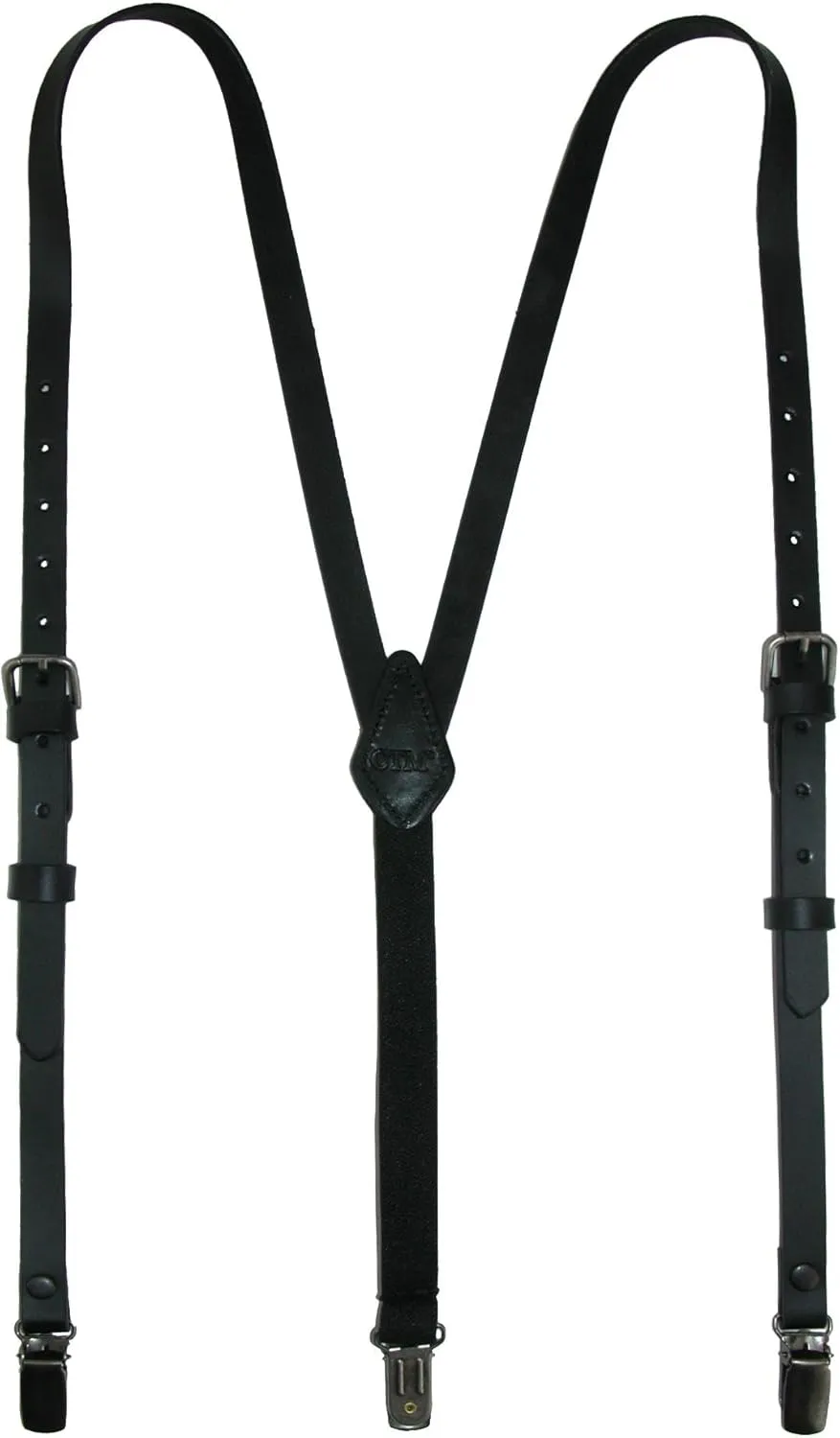 CTM® Women's Coated Leather 1/2 Inch Clip-End Suspenders